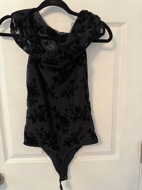 Abercrombie Black Velvet Floral Bodysuit